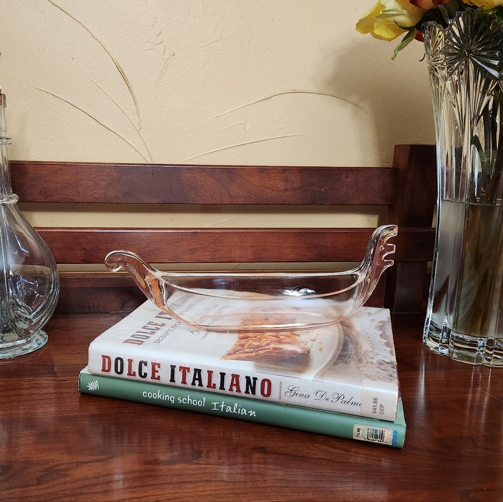 Vintage Pressed Glass Rosalin Art Deco Gondola Dish